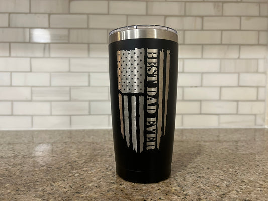 Fathers Day Tumbler 20oz  - Flag With Best Dad Ever